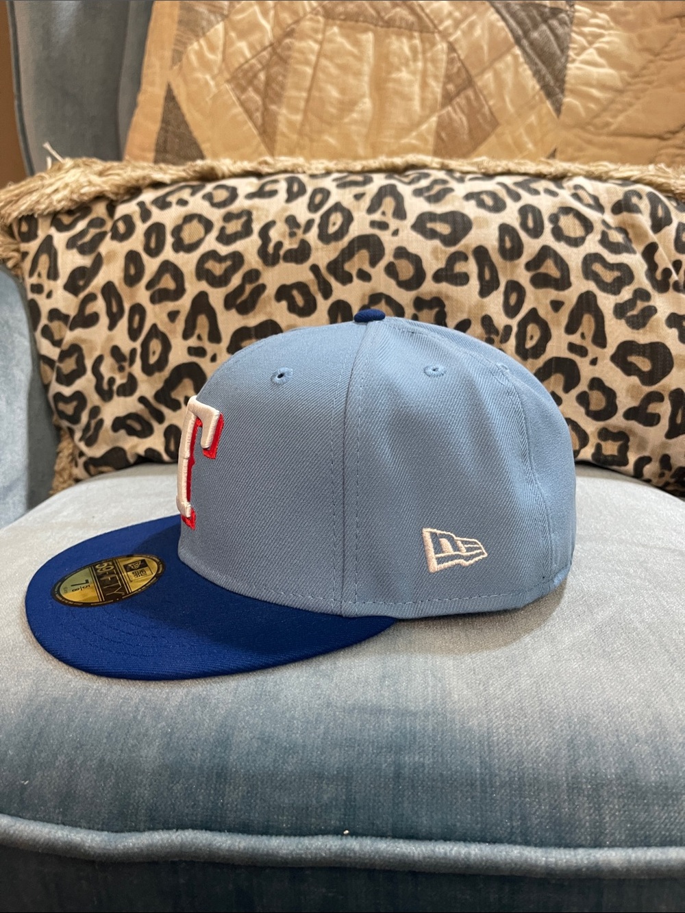 NWT- New Era Texas Rangers Light Blue & Royal Blue Fitted Cap - Picture 6 of 7
